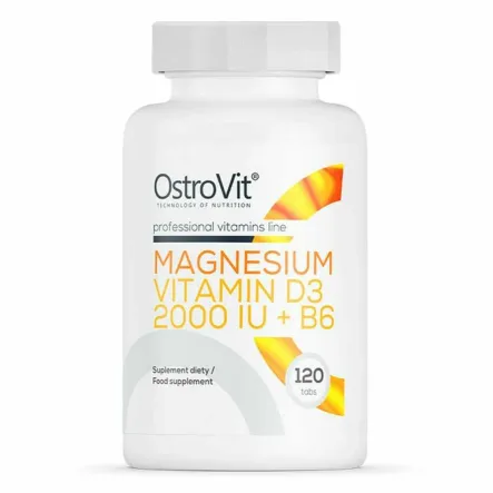 Magnez + Witamina D3 2000 IU + B6 120 Tabletek - OstroVit