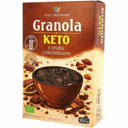 Granola KETO o Smaku Czekoladowym Bezglutenowa Bio 250 g - Pięć Przemian