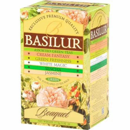 Mieszanka Herbat Zielonych z Dodatkami/ Bez Dodatków Assorted Green Tea Bouquet Saszetki 37,5 g (25x 1,5 g) - Basilur