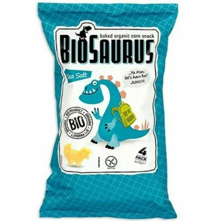 Chrupki Kukurydziane Dinozaury z Solą Morską Bezglutenowe Bio 60 g (4 x 15 g) - McLLOYD'S