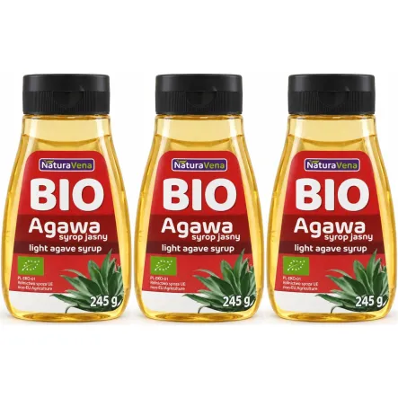 3 x Syrop z Agawy Jasny Bio 245 g -  NaturAvena
