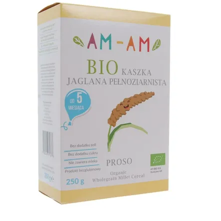 Kaszka Jaglana Pełnoziarnista od 5 Miesiąca Bezglutenowa Bezmleczna Bio 250 g - Am-Am