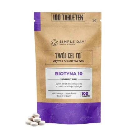 Biotyna 10 Twój Cel To Długie i Gęste Włosy 100 Tabletek - Simple Day