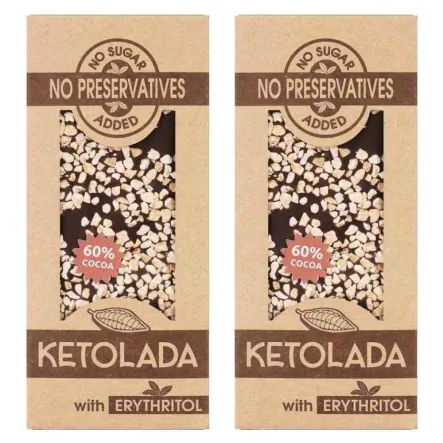 2 x Ketolada® Czekolada 60% z Erytrytolem i Migdałami 100 g  