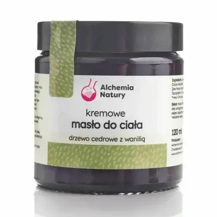 Kremowe Masło do Ciała DRZEWO CEDROWE Z WANILIĄ 120 ml - Alchemia Natury - Przecena Krótka Data Minimalnej Trwałości