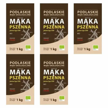 5 x Mąka Pszenna Jasna Typ 550 BIO 1 kg - Biolife