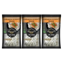 3 x Makaron Ryżowy PENNE Bezglutenowy 200 g - Mr. Ming