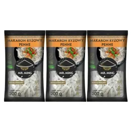 3 x Makaron Ryżowy PENNE Bezglutenowy 200 g - Mr. Ming