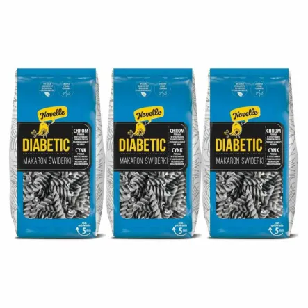 3 x Makaron Dla Diabetyków z Soczewicą Czarną, Cynkiem i Chromem ŚWIDERKI 250 g - Novelle