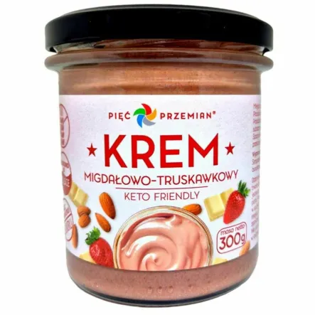 Krem Migdałowo - Truskawkowy KETO 300 g - Pięć Przemian