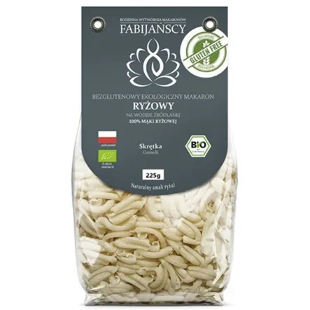 Makaron Ryżowy Bio z Ryżu Białego Skrętka Gemelli Bezglutenowy 225 g - Fabijańscy 