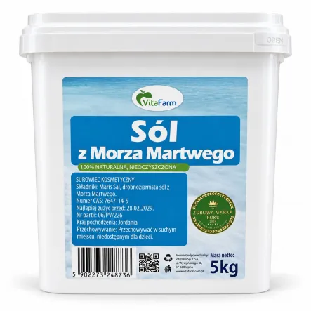 Sól z Morza Martwego 100% Naturalna Nieoczyszczona 5 kg - VitaFarm