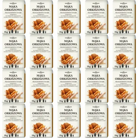 20 x Mąka Orkiszowa Pełnoziarnista Typ 2000 1 kg - Młyn Niedźwiady