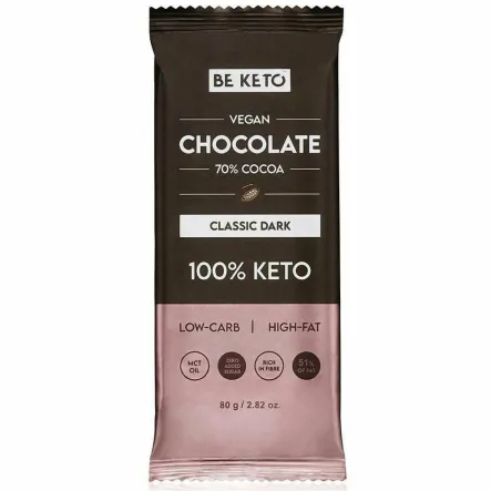 Keto Czekolada Ciemna Klasyczna+ MCT 80 g - Beketo