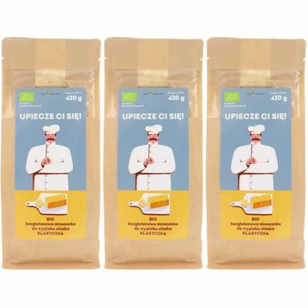 3 x Mieszanka Chleba Bezglutenowa Klasyczna BIO 420 g - Pięć Przemian