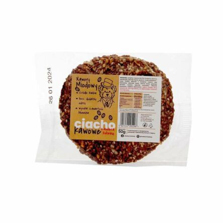 O-Ciacho KAWOWE - Ciastko z Ziarnami Słodzone Miodem, z Kofeiną 50 g - Xawery Miodowy 