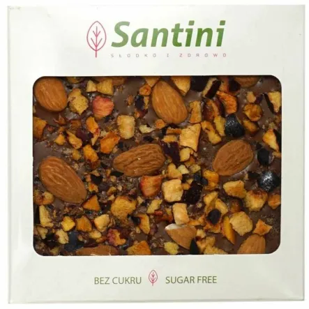 Czekolada Ciemna Migdał Śliwka Kardamon Słodzona Ksylitolem 80 g - Santini