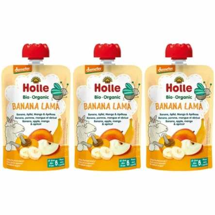 3 x Mus Owocowy Bananowa Lama (Banan Jabłko Mango Morela) Bio Demeter 100 g - Holle