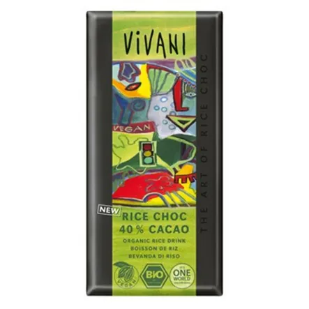 Czekolada Vegan (Na Napoju Ryżowym) 40% Kakao Bio 100g - Vivani