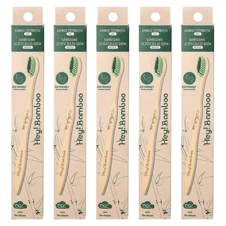 5 x Szczoteczka Do Zębów Bambusowa Miękka SOFT 1 Sztuka - Hey!Bamboo