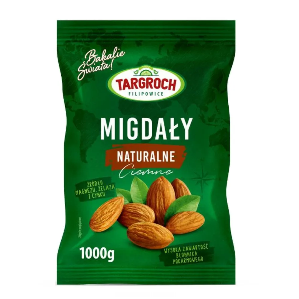 Migdały Naturalne Ciemne Kalifornijskie 1 kg  - Targroch