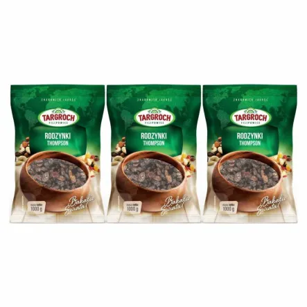 Zestaw 3 x Duże Rodzynki Thompson Niesiarkowane 1 kg - Targroch