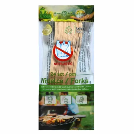 Widelce Drewniane Kompostowalne 24 Sztuki - Froggy