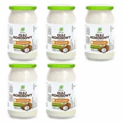 Zestaw 5 x Olej Kokosowy Rafinowany Bezzapachowy 900 ml - Intenson 