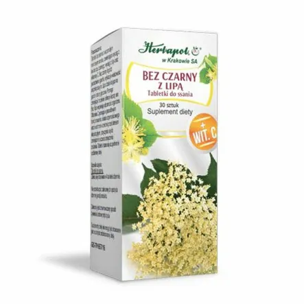 Czarny Bez z Lipą 30 Tabletek do Ssania - Herbapol Kraków