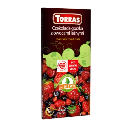 Czekolada Gorzka Owoce Leśne Słodzona Glikozydami Stewiolowymi 125 g - Torras
