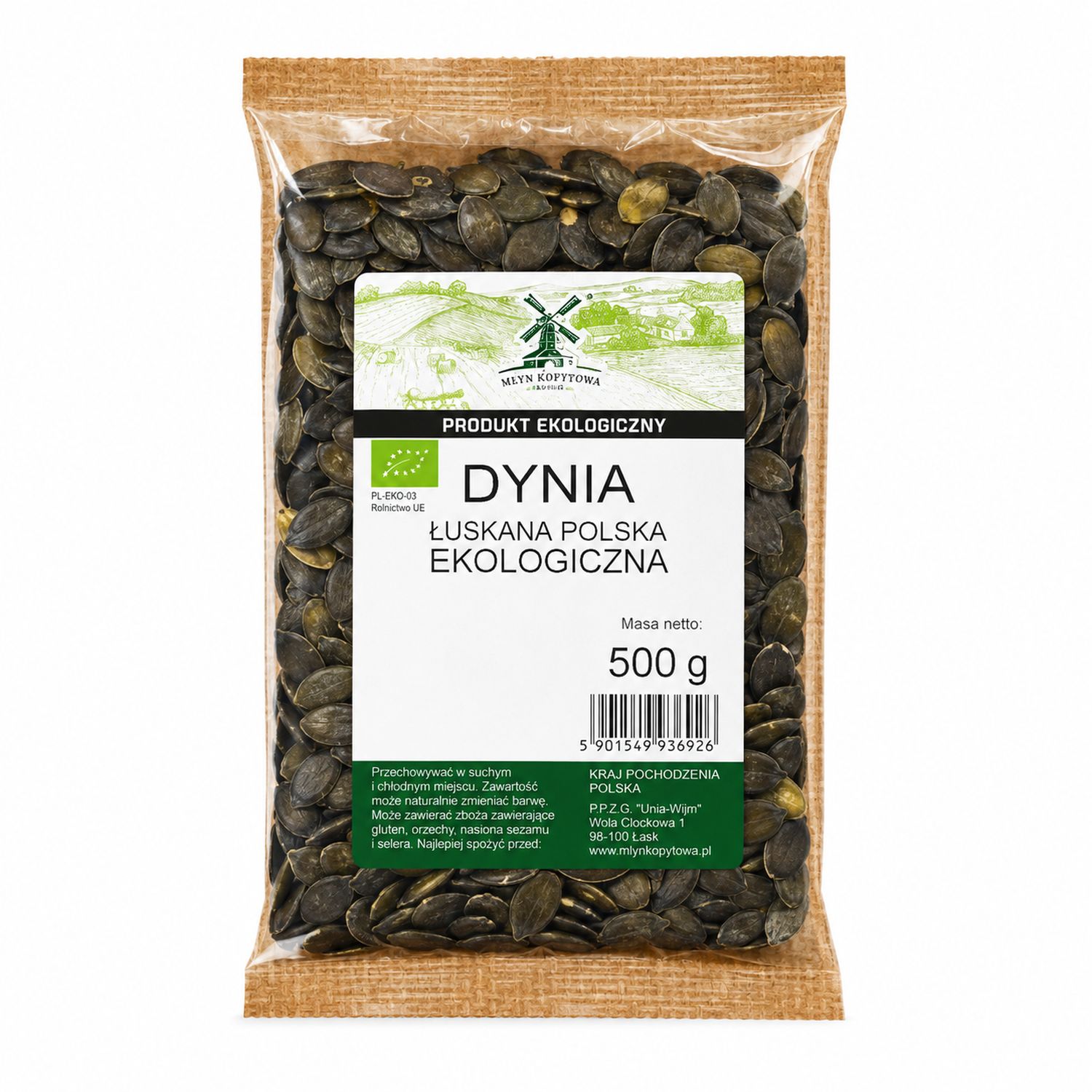 Pestki Dyni Polskie BIO 500 g - Młyn Kopytowa