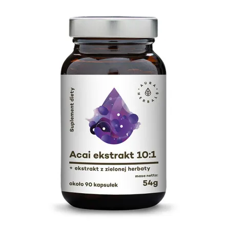 Acai Ekstrakt z Jagód 10:1 280 mg Kaps. 90 szt (54 g) Aura Herbals