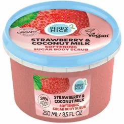 Wygładzający Cukrowy Scrub Do Ciała Truskawka and  Mleko Kokosowe 250 ml - Berry Nice