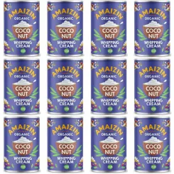 12 x Krem Kokosowy do Ubijania Bio Puszka 400 ml - Amaizin