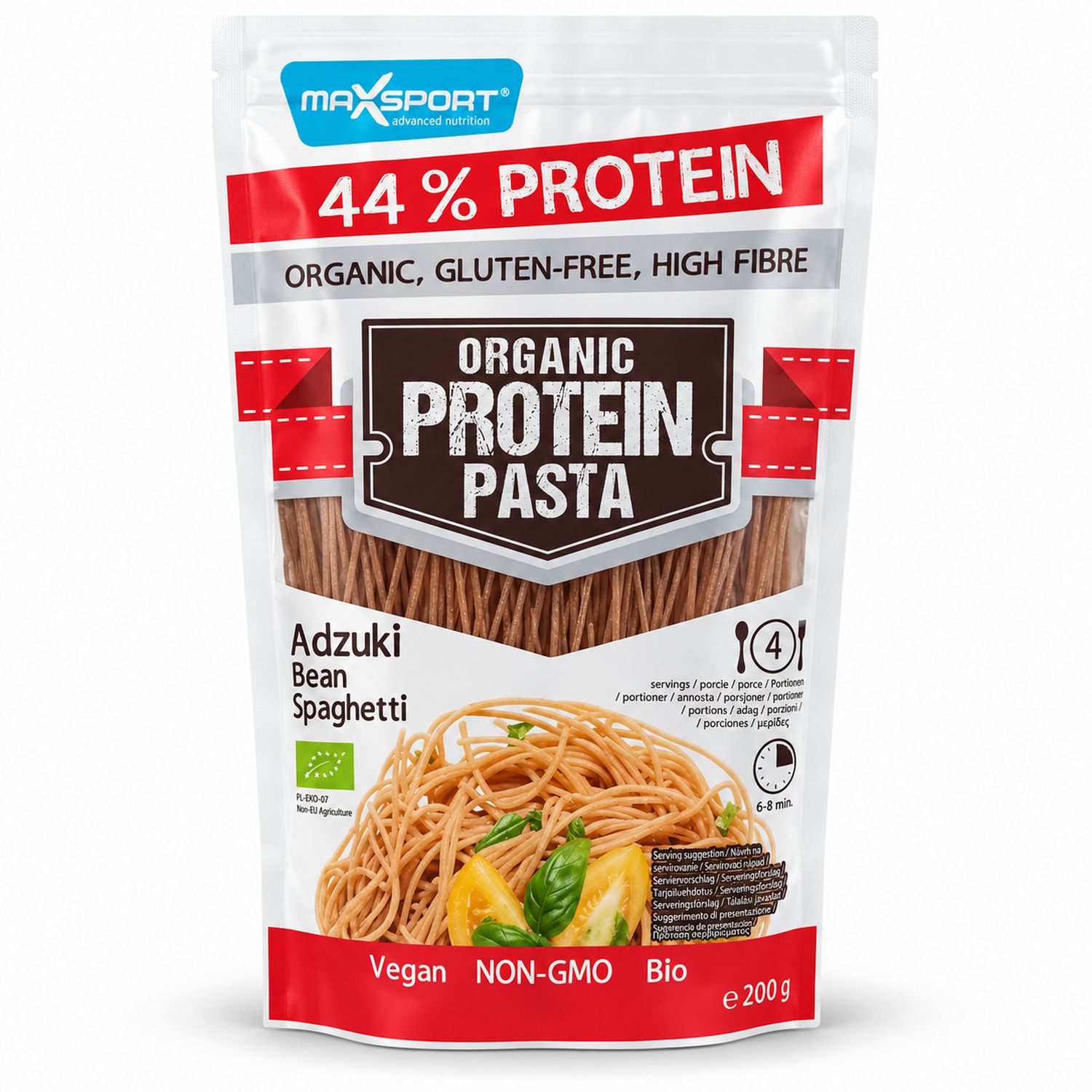 Makaron z Czerwoną Fasolą Adzuki Spaghetti Bezglutenowy Bio 200 g - Max Sport