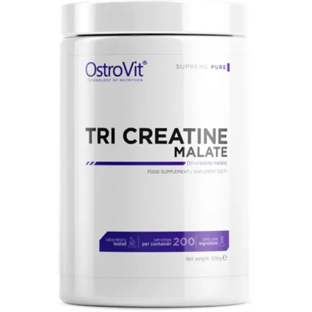 Tri Creatine Malate 500 g Pure - Jabłczan Kreatyny + Tauryna + Witamina B6 OstroVit - Wyprzedaż