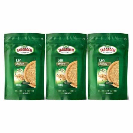 Zestaw 3 x Len Złoty Ziarno Siemię Lniane Złote 1 kg -  Targroch