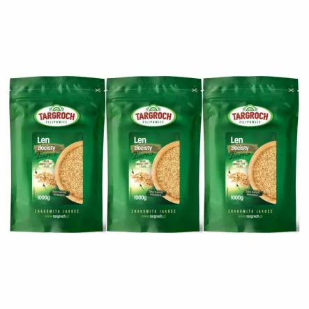 Zestaw 3 x Len Złoty Ziarno Siemię Lniane Złote 1 kg -  Targroch