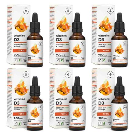 Zestaw 6 x Witamina D3 Forte w Kroplach 30 ml - Aura Herbals