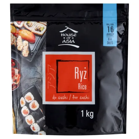 Ryż do Sushi Okrągłoziarnisty Doypack 1 kg - House of Asia