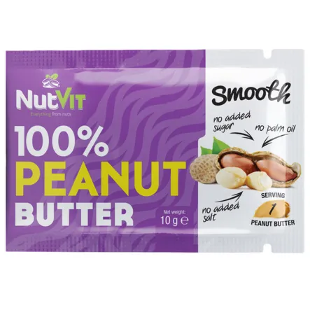 Masło Orzechowe 100% Peanut Butter 10 g 1 saszetka NutVit Przecena Krótka Data Minimalnej Trwałości