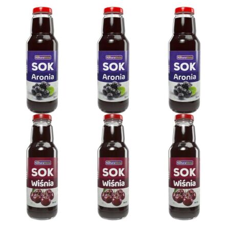 3 x Sok z Aronii 750 ml - NaturAvena + 3 x Sok z Wiśni 750 ml - NaturAvena
