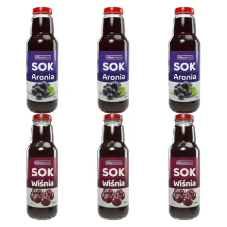 3 x Sok z Aronii 750 ml - NaturAvena + 3 x Sok z Wiśni 750 ml - NaturAvena