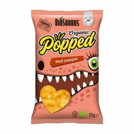 Chrupki z Czerwonej Soczewicy o Smaku Paprykowym Bezglutenowe Bio 25 g BioSaurus