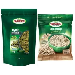Zestaw Słonecznik Obłuszczony 1 kg Targroch + Pestki Dyni bez Łupiny Doypack 1 kg - Targroch