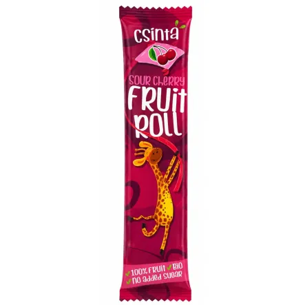 Przekąska Roll Jabłko i Wiśnia Bez Dodatku Cukru Bio 12 g - Csinta