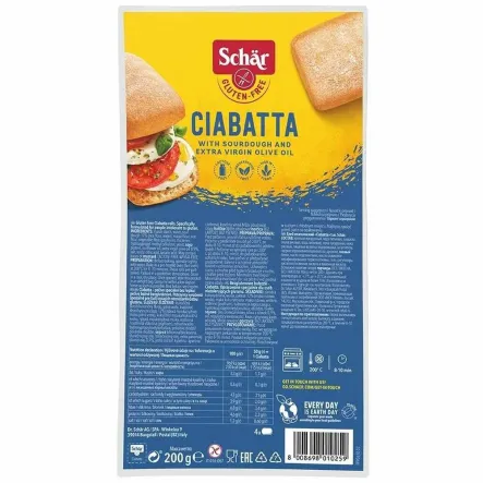 Ciabatta Bułki do Zapiekania Bezglutenowe 200 g (4 sztuki) - Schar