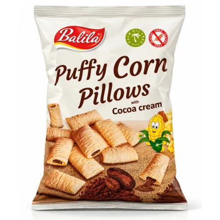 Poduszeczki Kukurydziane z Kremem Kakaowym Bezglutenowe 70 g – Balila
