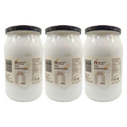 3 x Olej Kokosowy Nierafinowany Extra Virgin 900 ml - Naturalnie Zdrowe