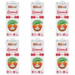 6 x Napój Kokosowy Bezglutenowy Niesłodzony Bio 1 l Ecomil - Mleko kokosowe bez dodatku cukru